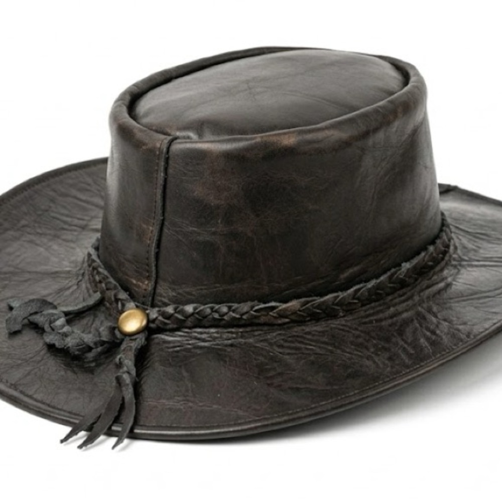 Men's Black Leather Hat (cowboy) made in mexico